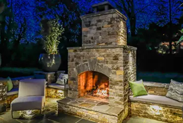 Outdoor makeover: Fireplace-Installation-Blue-Grey-Rubble