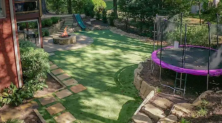 Outdoor Makeover:  Trampoline-installation-in-backyard