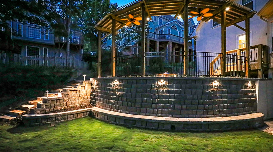 Brick Retaining Wall with Lighting Design